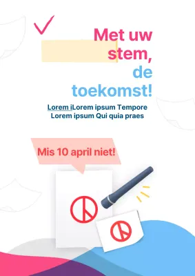 Een eenvoudige warmroze en lichtblauwe stemaankondiging