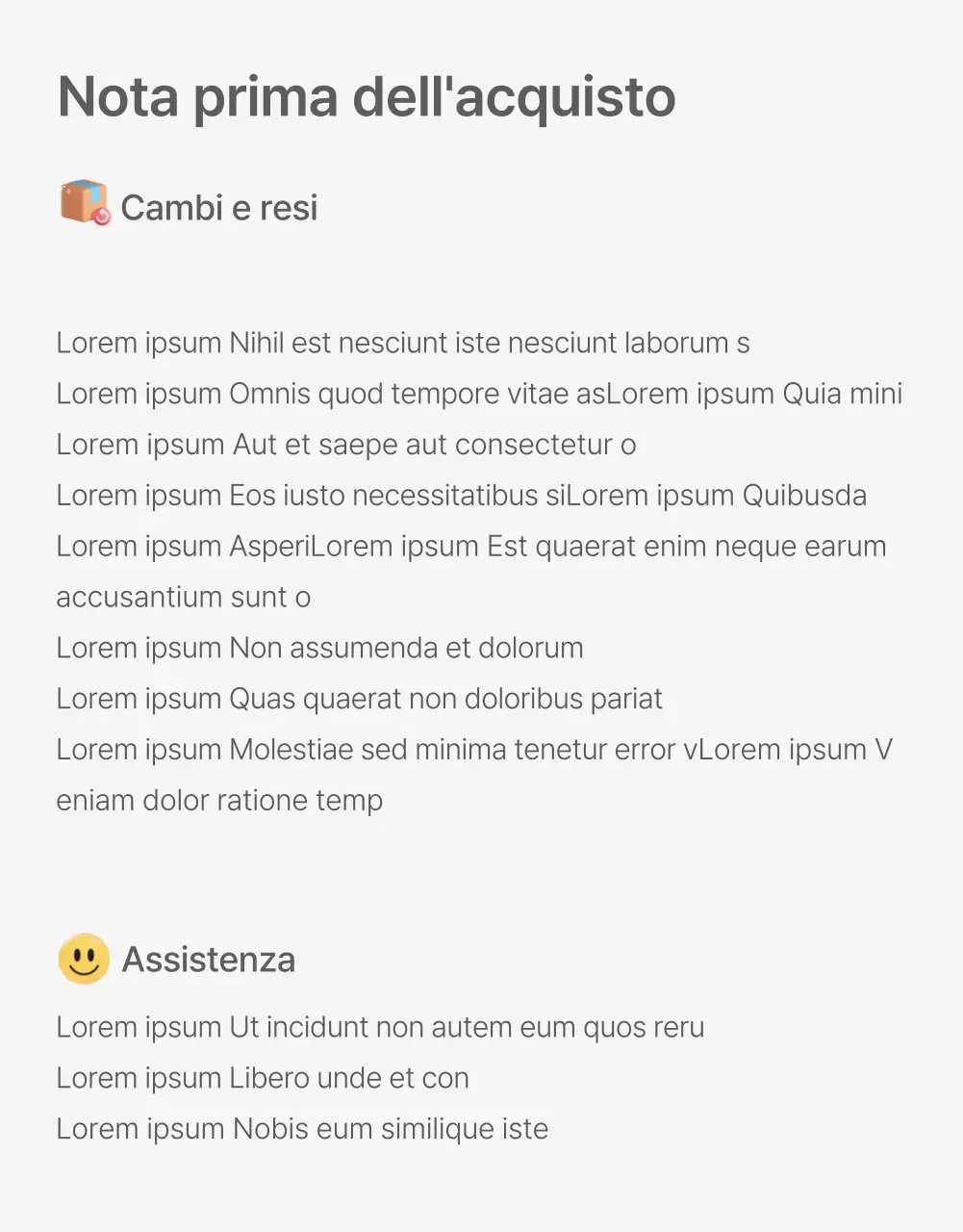 Un centro commerciale di moda decorato con uno stile semplice di emoji bianche e grigie, con le istruzioni e le precauzioni necessarie.