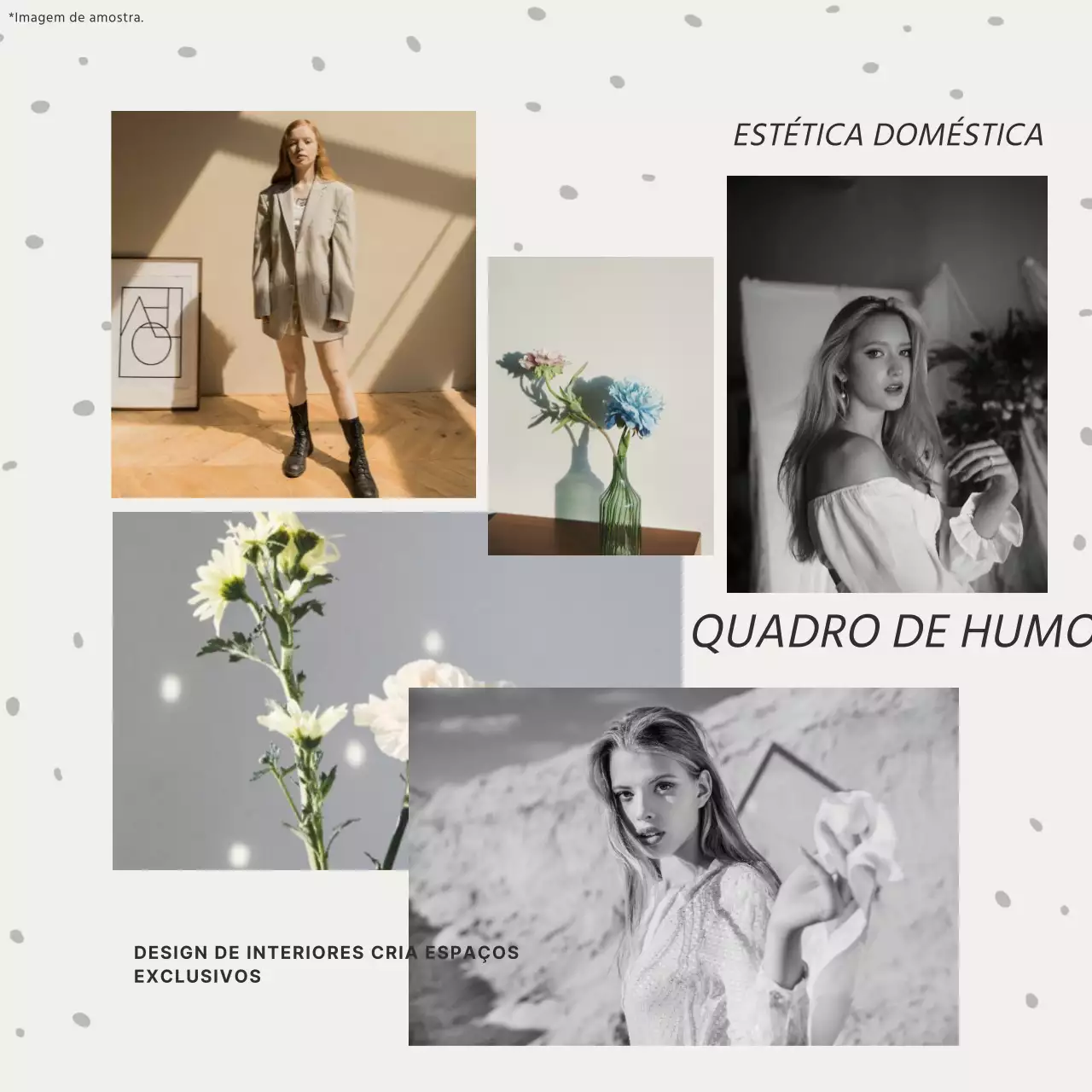 Colagem de molduras modernas bege e cinzentas Promoção de blogue de estilo de vida