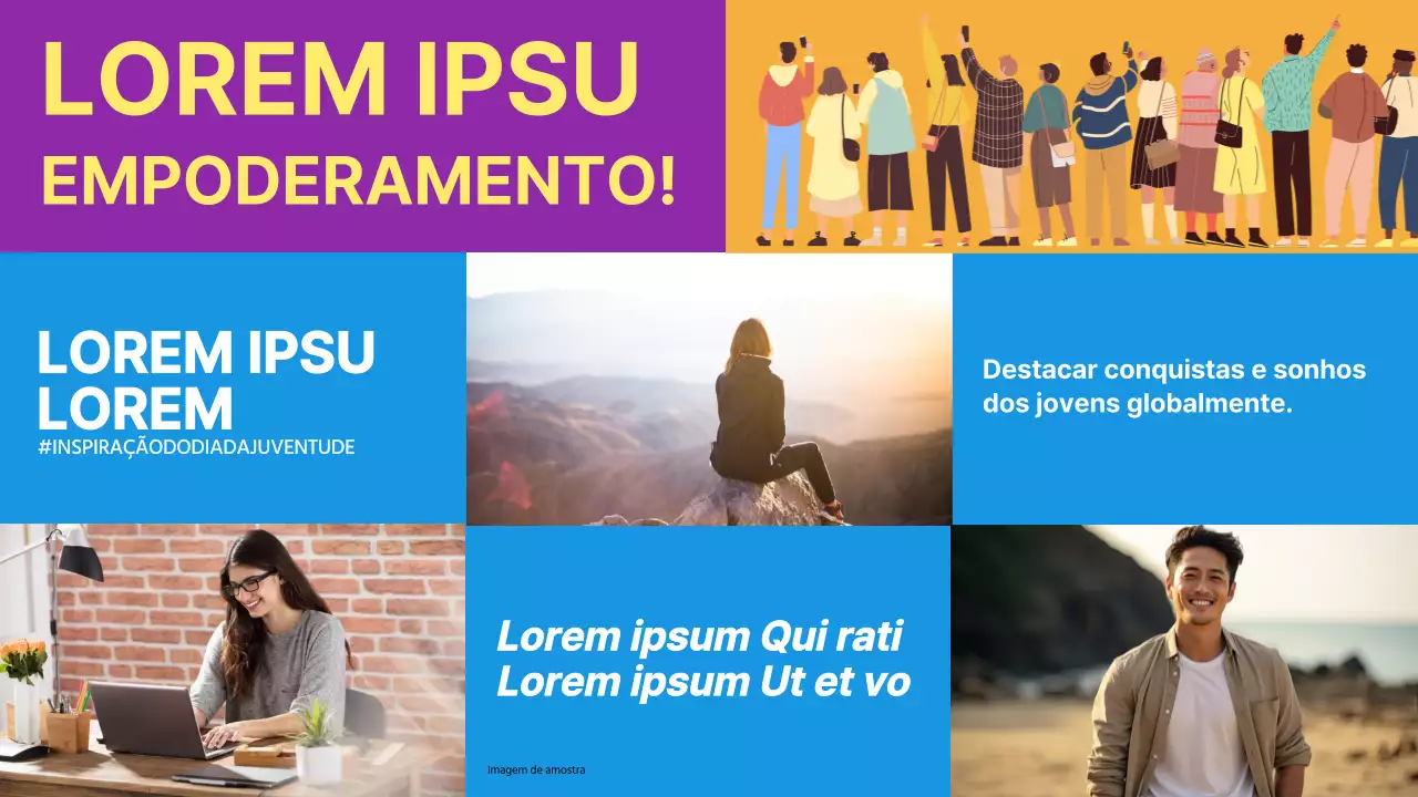 Introdução à Celebração do Dia da Juventude Simples Púrpura e Azul