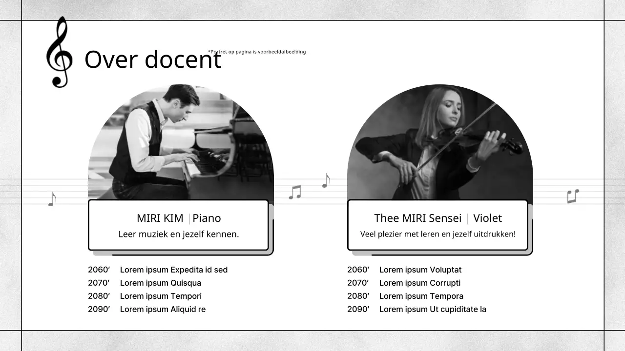 Zwart-wit, moderne prospectus muziekschool