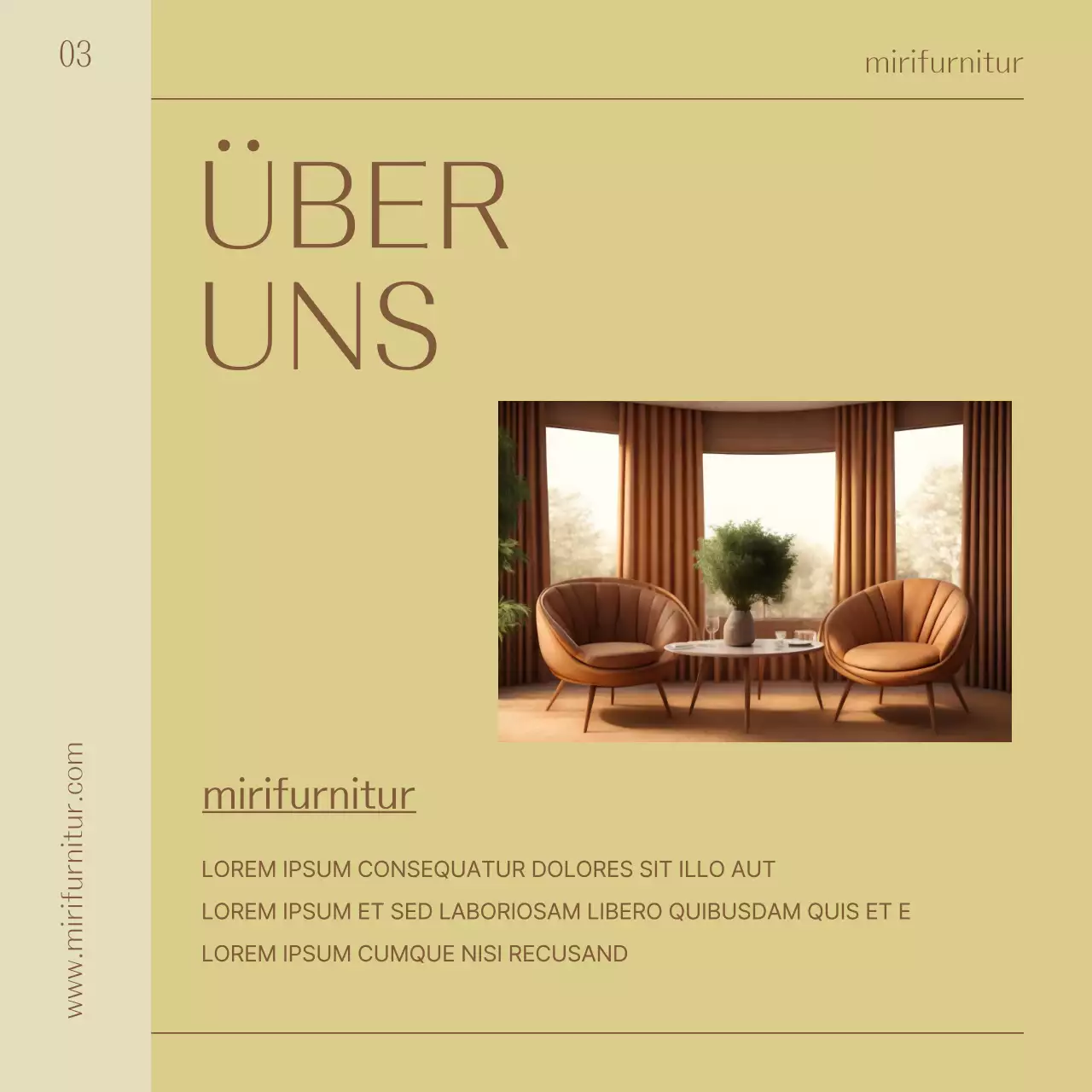 Förderung eines einfachen Inneneinrichtungsprodukts in Gelb und Braun