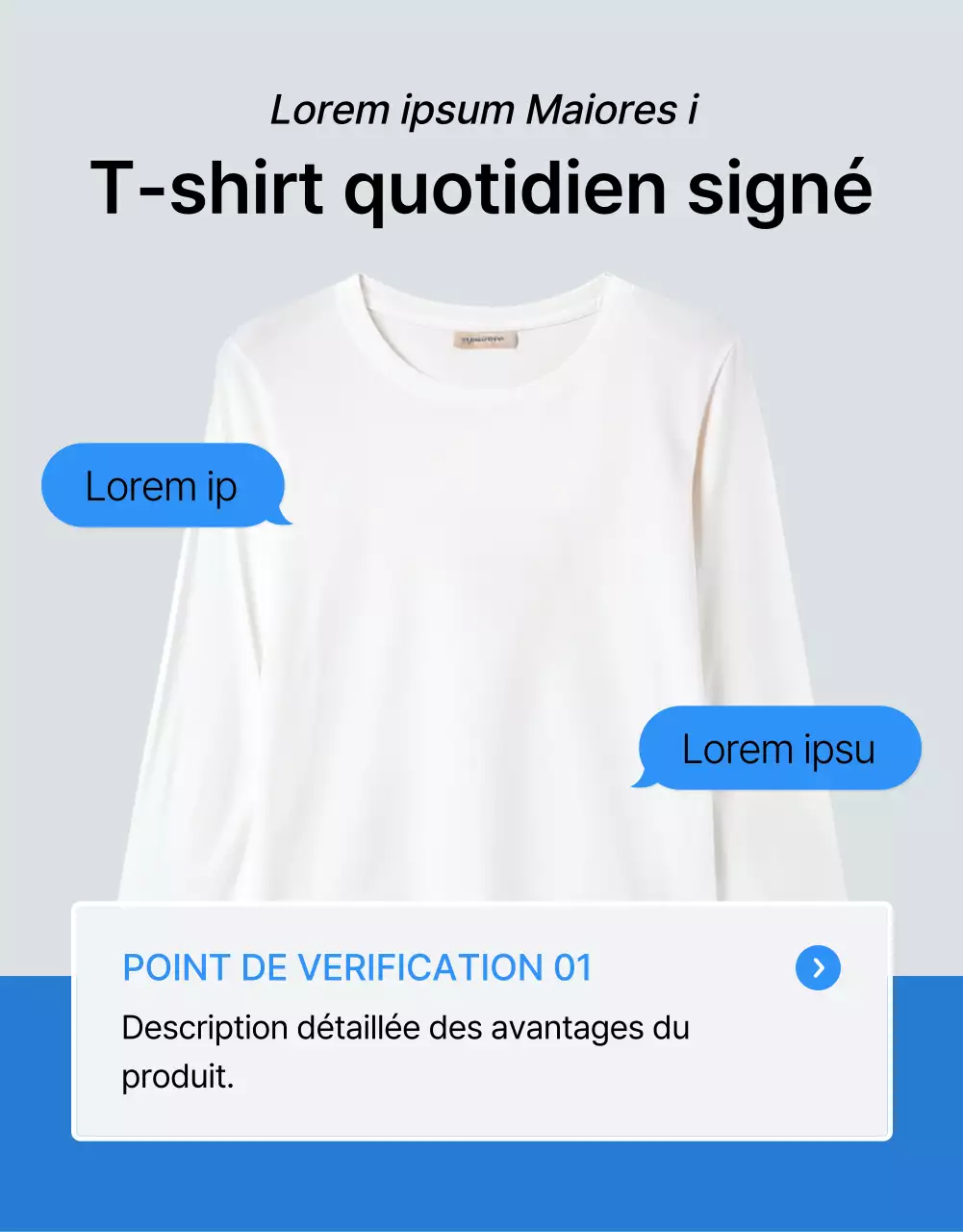 Promouvoir la page de détail de la mode bleue et blanche checkpoint