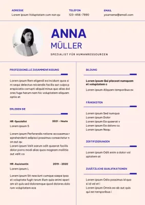 Cream Simple Human Resources Specialist Lebenslauf