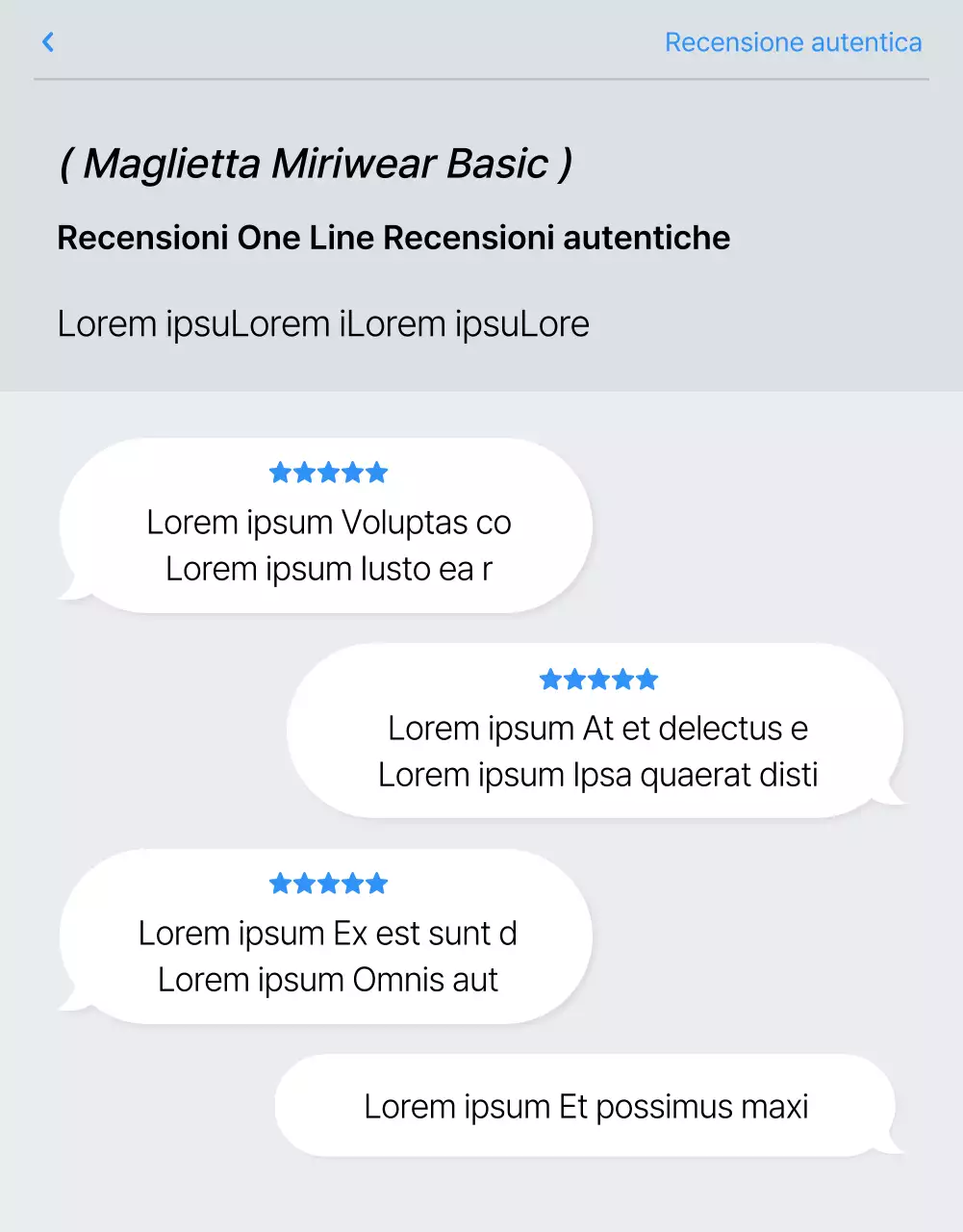 Promuovere la recensione di una pagina di dettagli di moda di tendenza in blu e grigio
