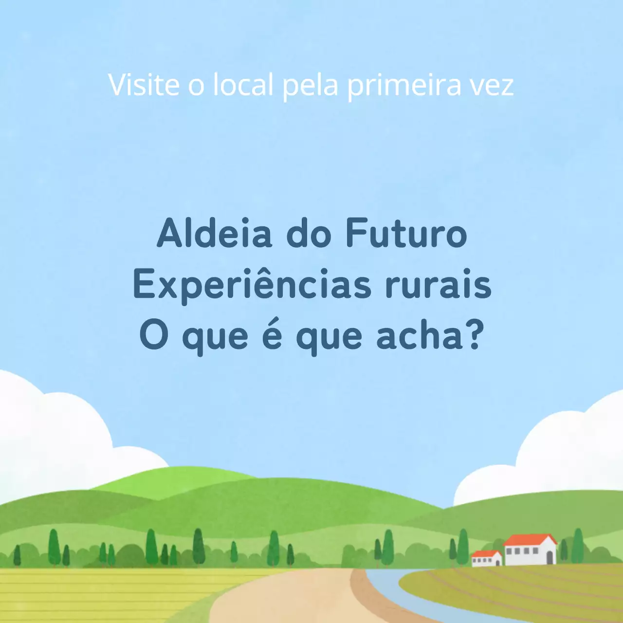 Promover o programa de aldeia de experiência rural simples em azul claro e chartreuse