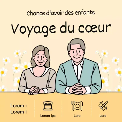 Une jolie publicité pour le tourisme de piété filiale sur fond jaune