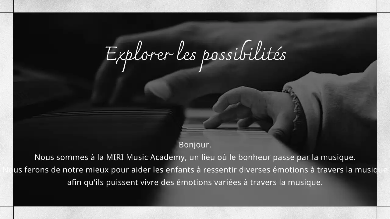 Prospectus d'une école de musique moderne, en noir et blanc