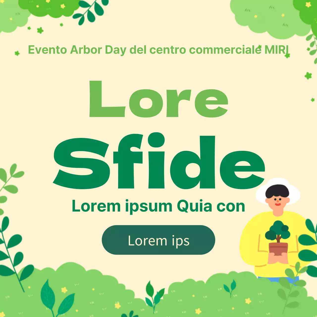 Promuovete il vostro evento Arbor Day con la pop art verde e marrone