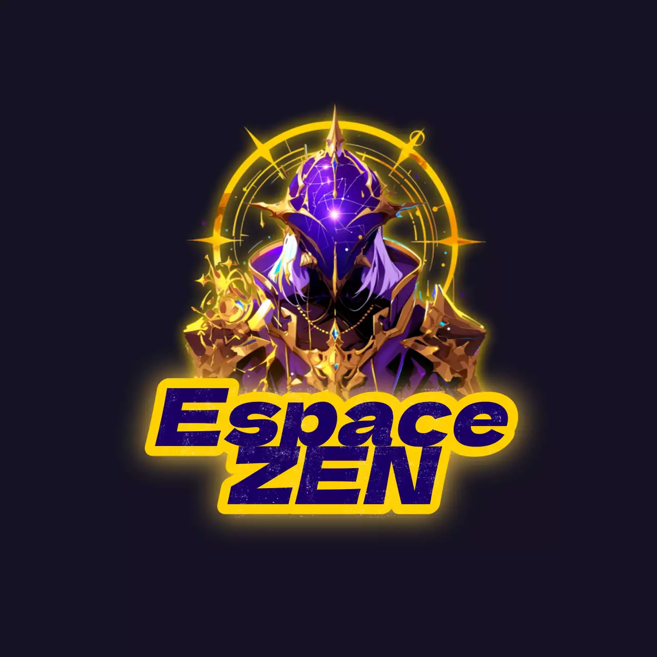 Jaune et mauve - Logo vidéo zen moderne de l'espace