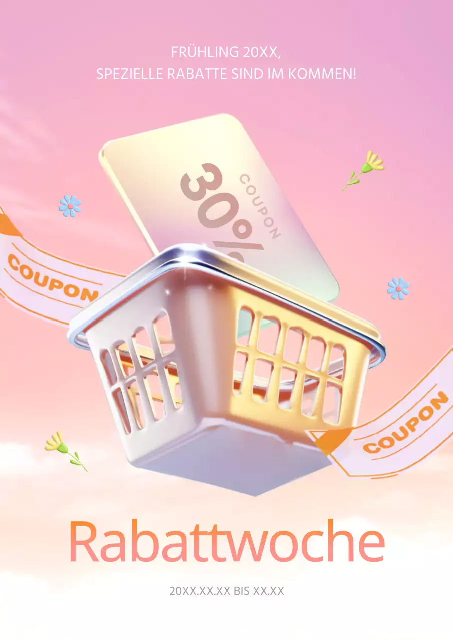 Werbung für eine moderne Verkaufsveranstaltung in Pink und Orange