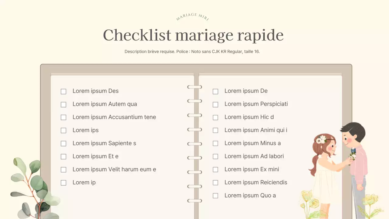 Joli plan marketing d'une organisatrice de mariage en vert et ivoire