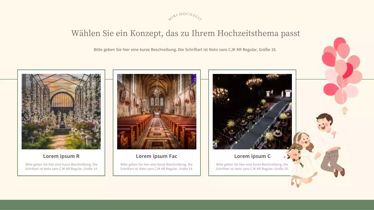 Hübscher Marketingplan eines Hochzeitsplaners in Grün und Elfenbein