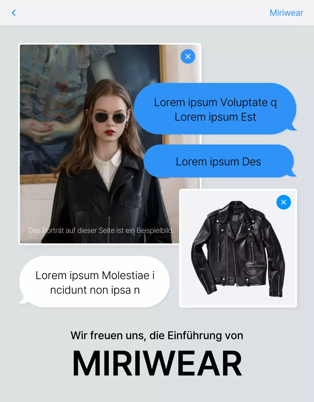 Förderung einer trendigen blau-weißen Mode-Detailseite als Intro