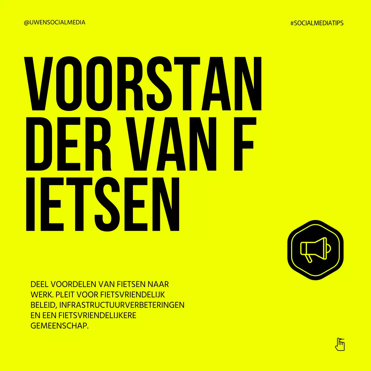 Grijs Neongroen Vet Nationale Fiets naar Dag Tips Instagram Carrousel Post