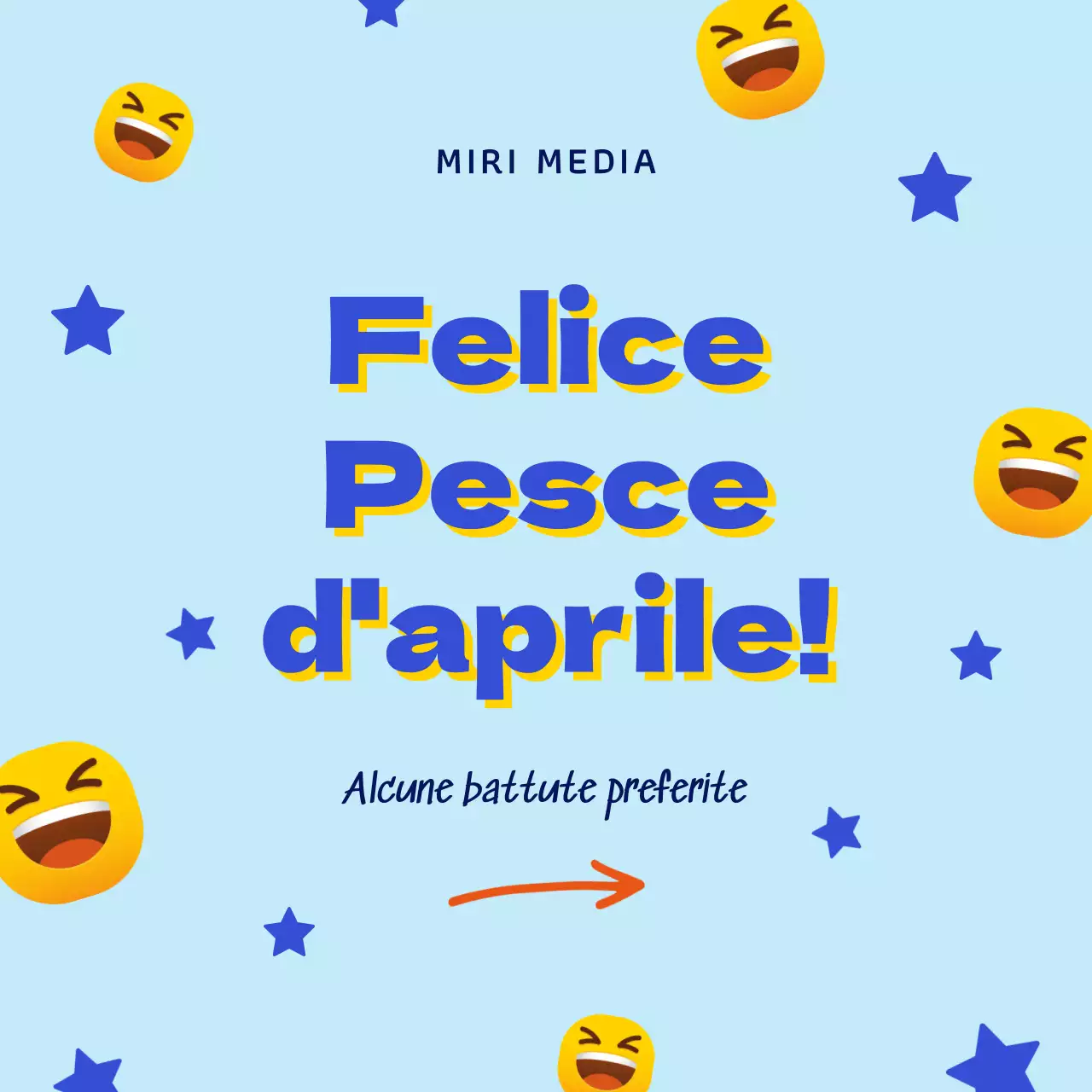 Biglietto scherzoso per il Pesce d'Aprile in stile scarabocchio blu alla moda