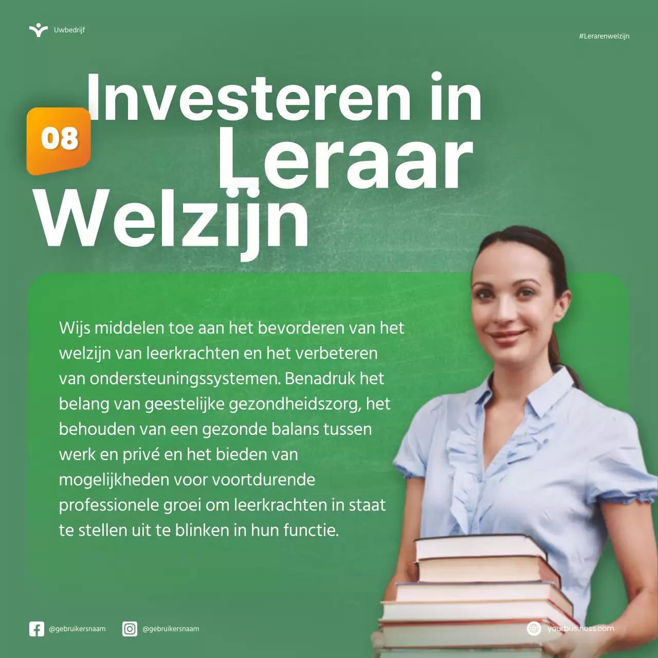 Groen Oranje Modern Nationale Teacher Appreciation Week Microblog Carrousel Tips