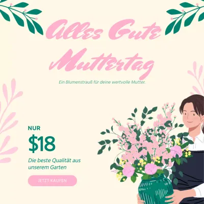 Beige und Grün Charming Happy Mother's Day Blumenstrauß Werbung