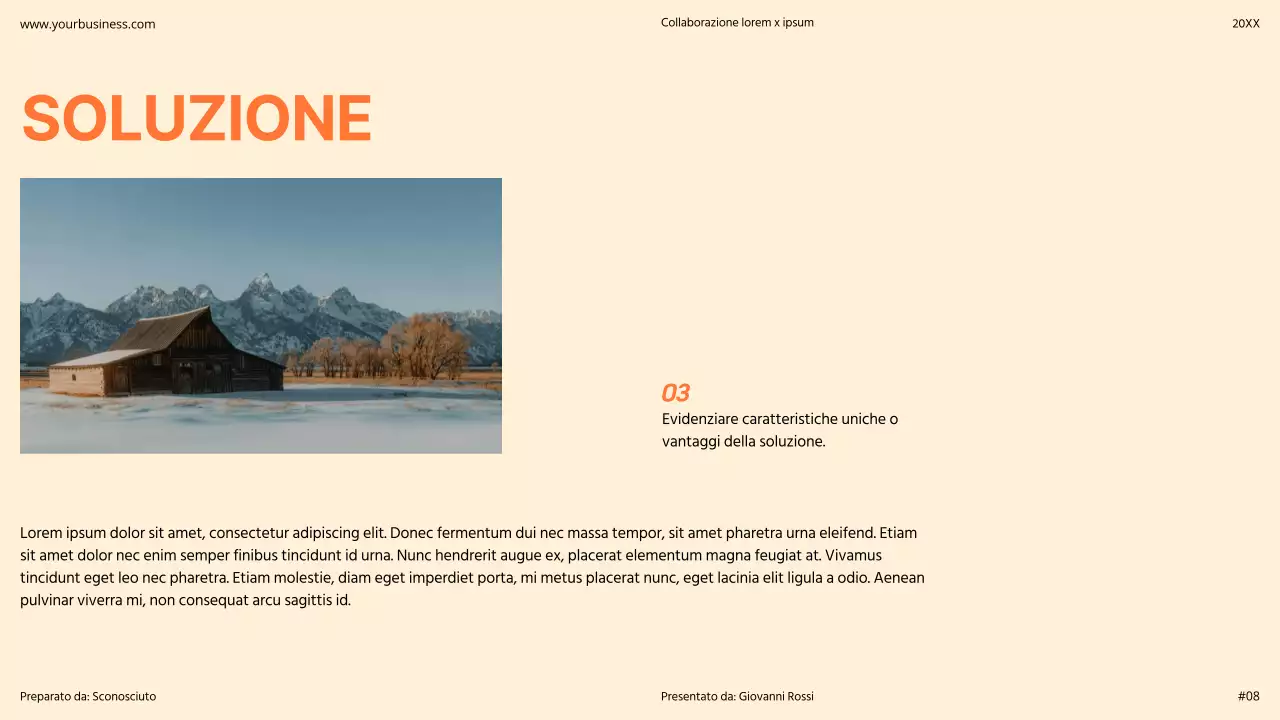 Arancione Moderno Minimal Bold Pitch Deck Proposta