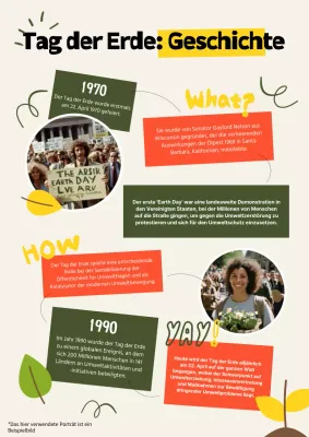 Grün und Orange Moderner Tag der Erde Geschichte Einführung