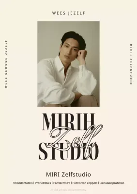 Moderne zelfstudio flyer in beige