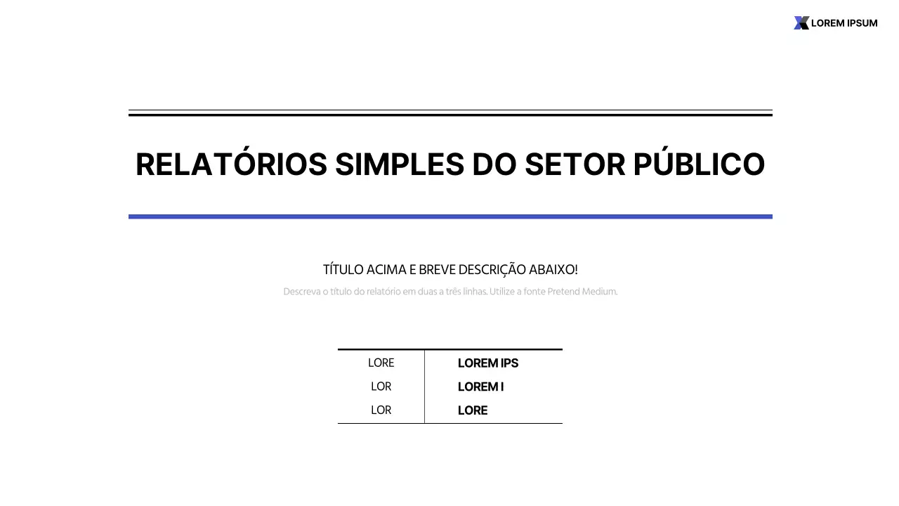 Relatório simples azul e branco para impressão do sector público