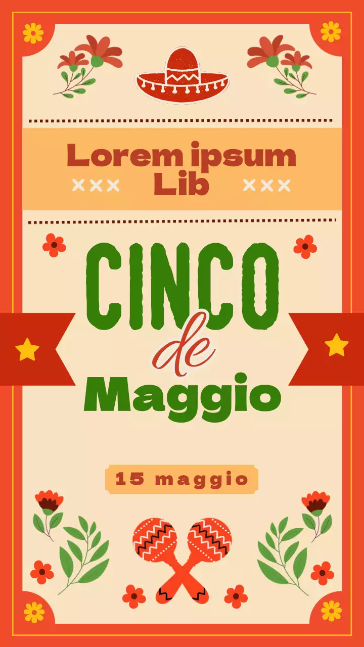 Rosso arancio Saluto classico tradizionale Festeggia il Cinco De Mayo Storia di Instagram