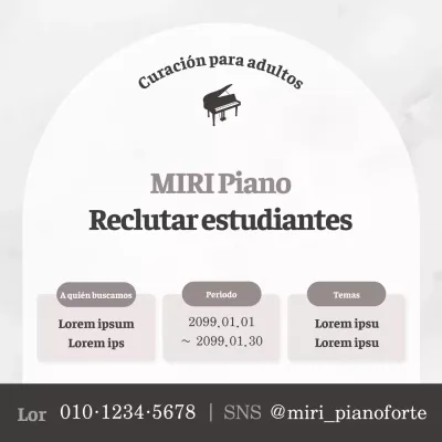 Una sencilla escuela de piano en marrón con un sencillo estudio de piano