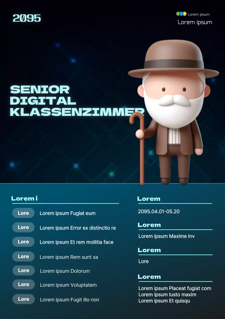 Förderung der modernen digitalen Seniorenbildung in Hellblau und Marineblau