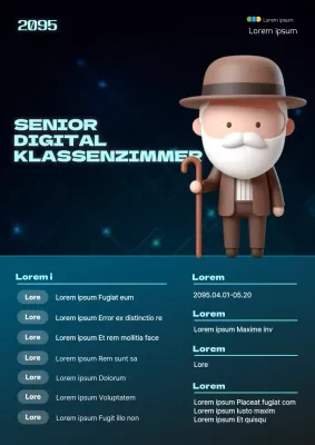 Förderung der modernen digitalen Seniorenbildung in Hellblau und Marineblau