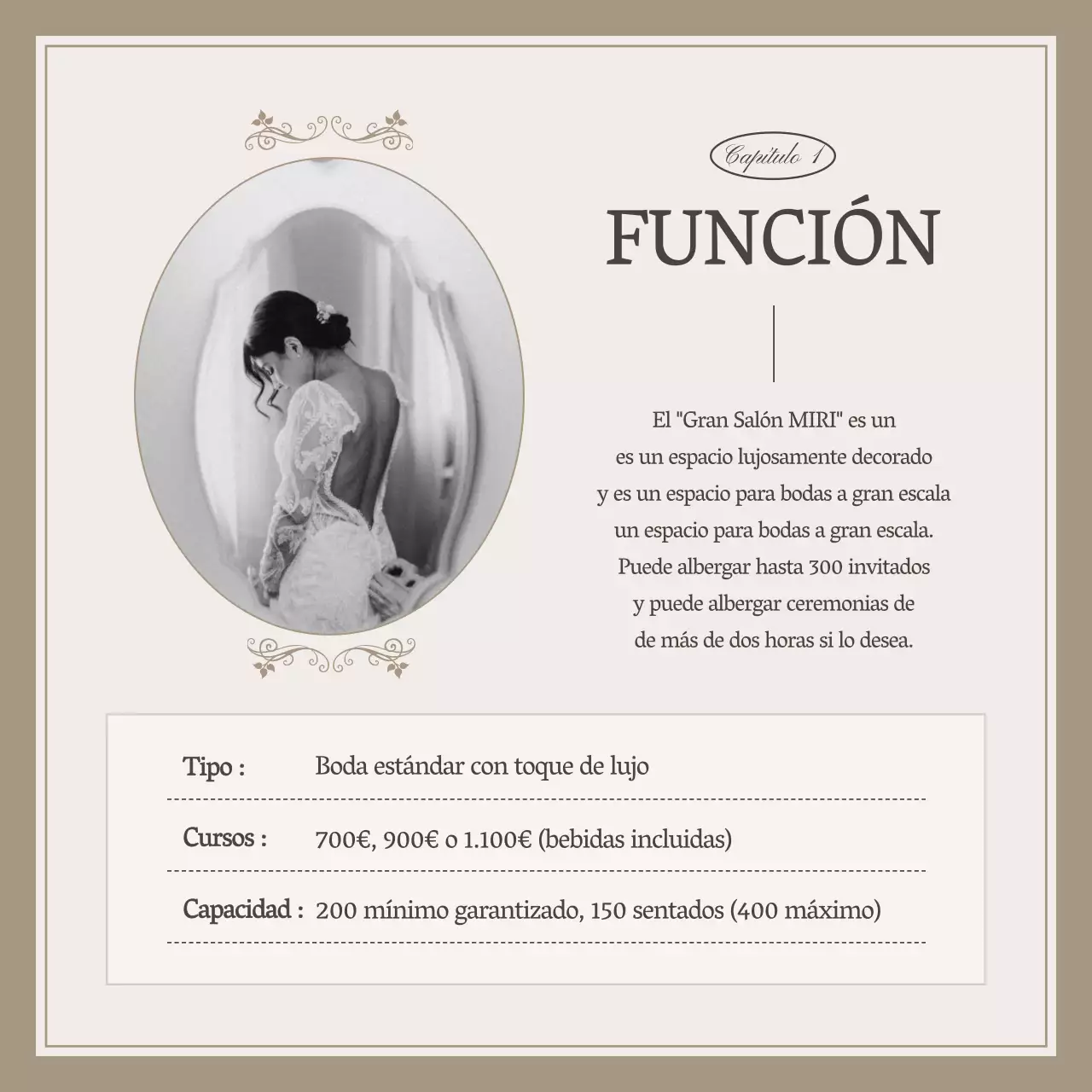 Promover un proveedor de bodas sencillo en marfil y beige