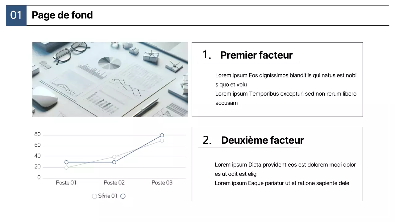 Un simple rapport de stratégie de marché en bleu marine et gris