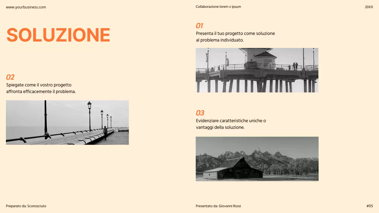 Arancione Moderno Minimal Bold Pitch Deck Proposta