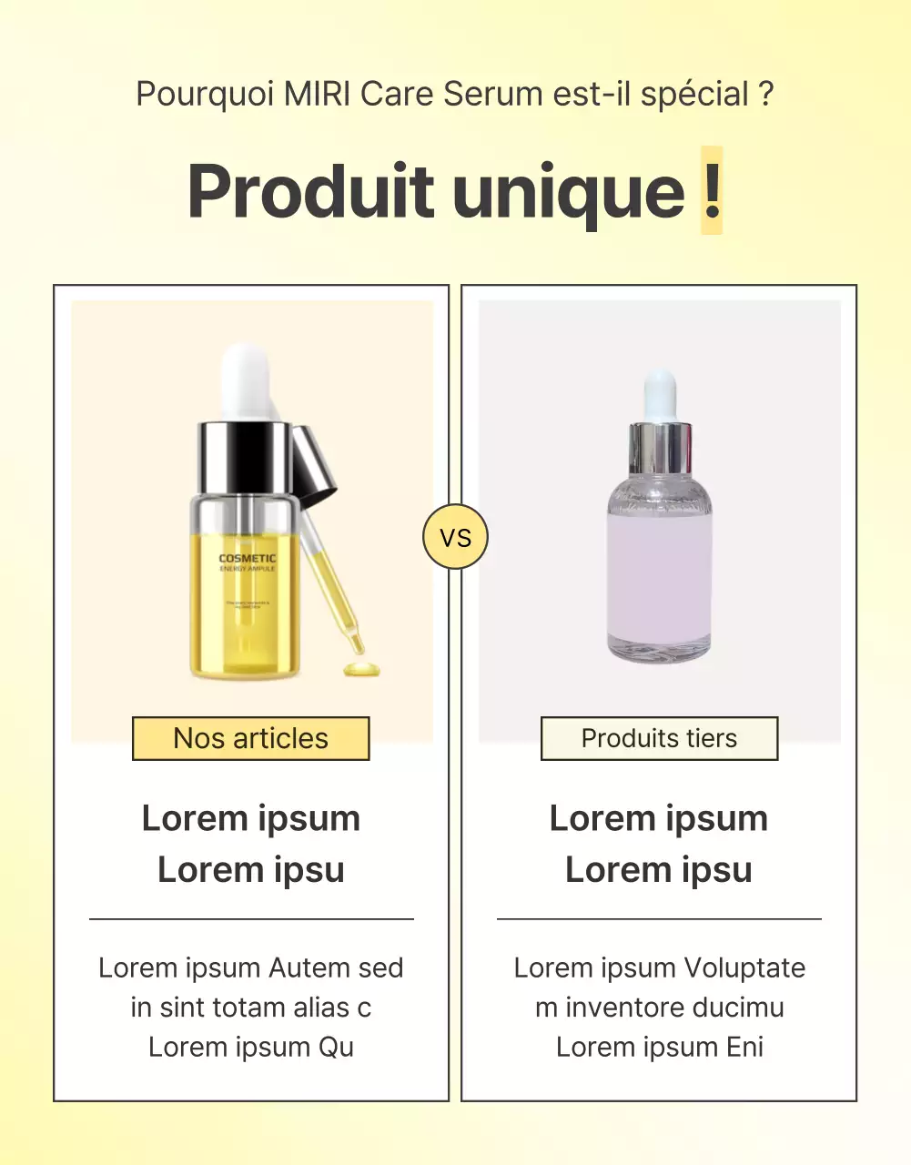 Promotion simple, optimisée pour les mobiles et détaillée sur les soins de la peau en jaune et orange