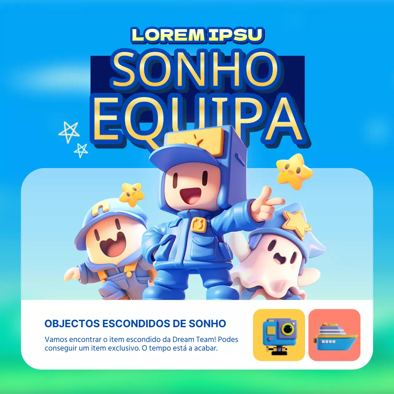 Anúncio de uma atualização do bonito jogo amarelo e azul claro