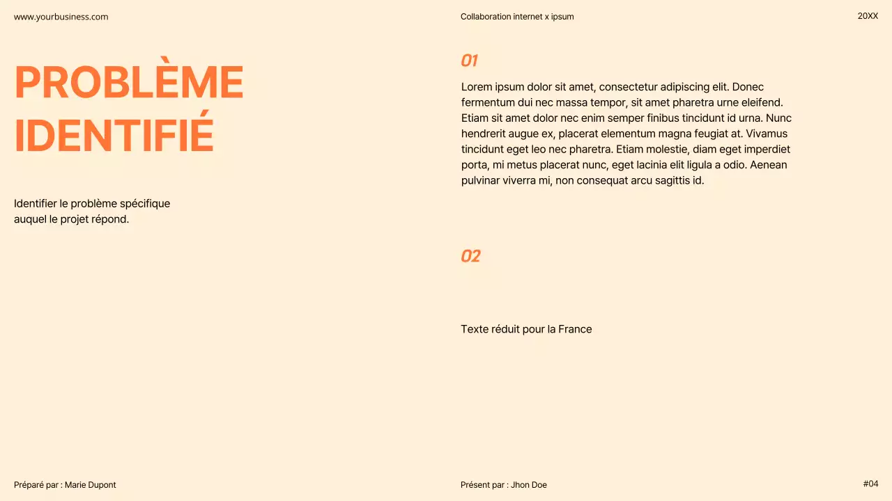 Orange Moderne Minimal Gras Pitch Deck Proposition