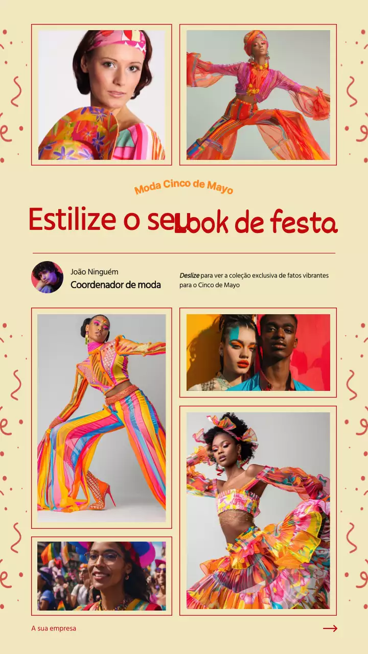 Campanha de moda moderna Cinco de Mayo em marfim e vermelho