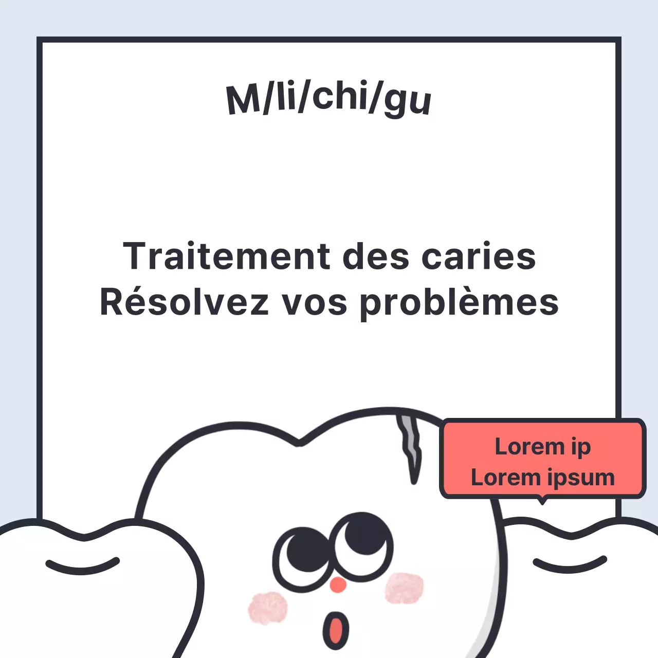 Publicité pour le traitement d'une simple carie en bleu clair