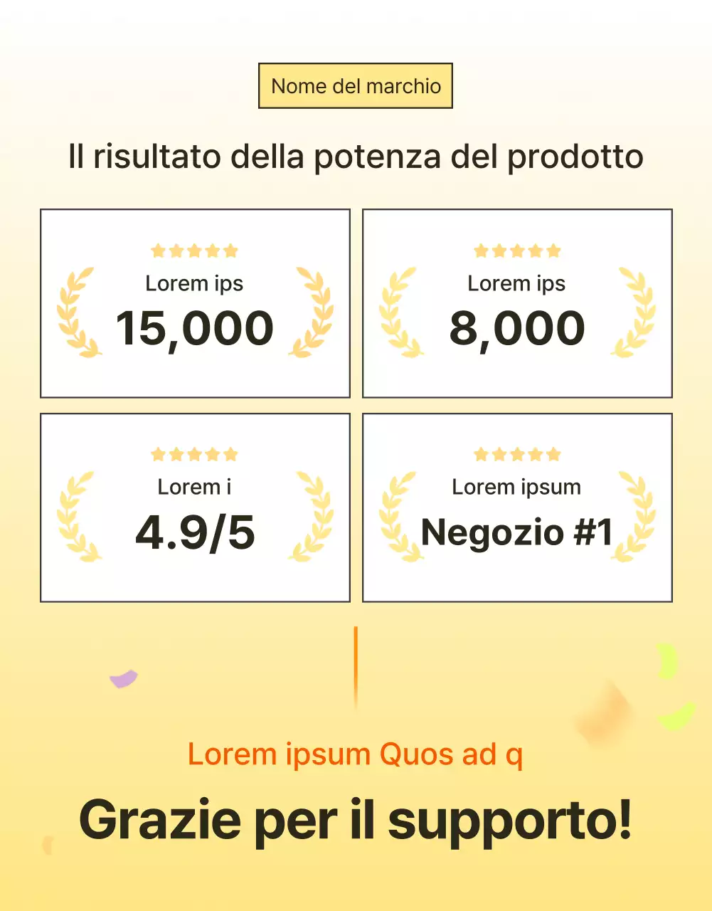 Promuovere una semplice pagina introduttiva di cosmetici per la cura della pelle in giallo e arancione