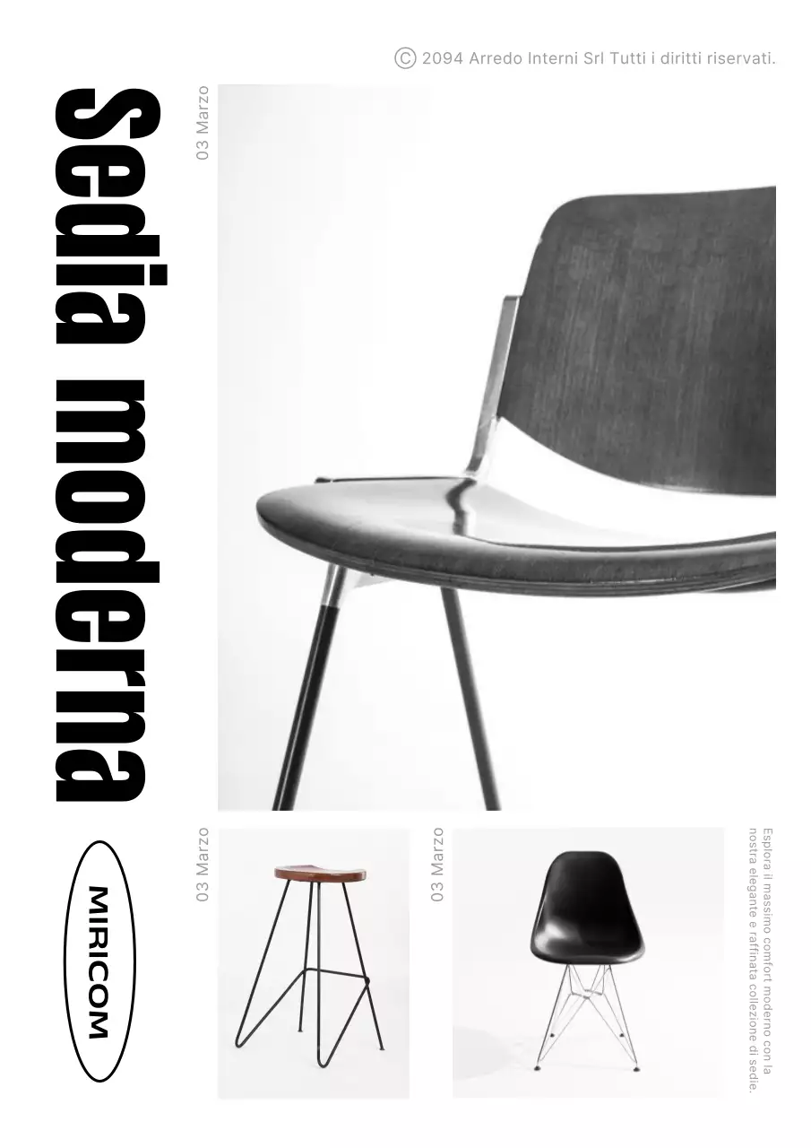 Poster promozionale per mobili moderni per interni in nero e grigio