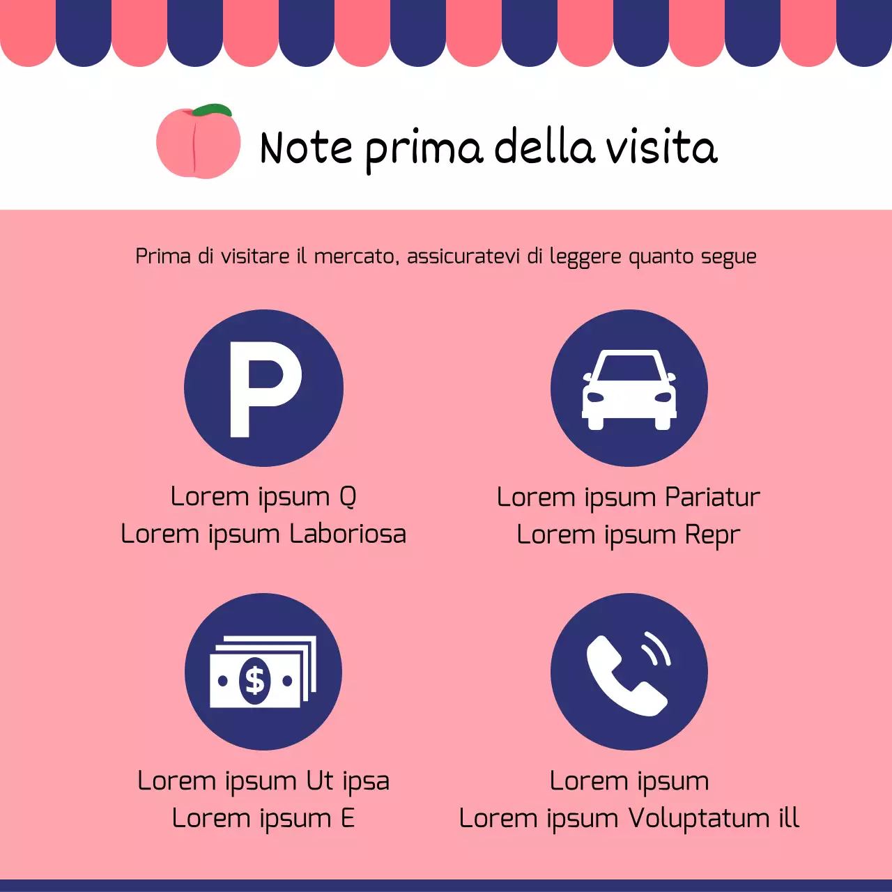 Promuovere un mercato moderno e tradizionale in rosso e blu navy