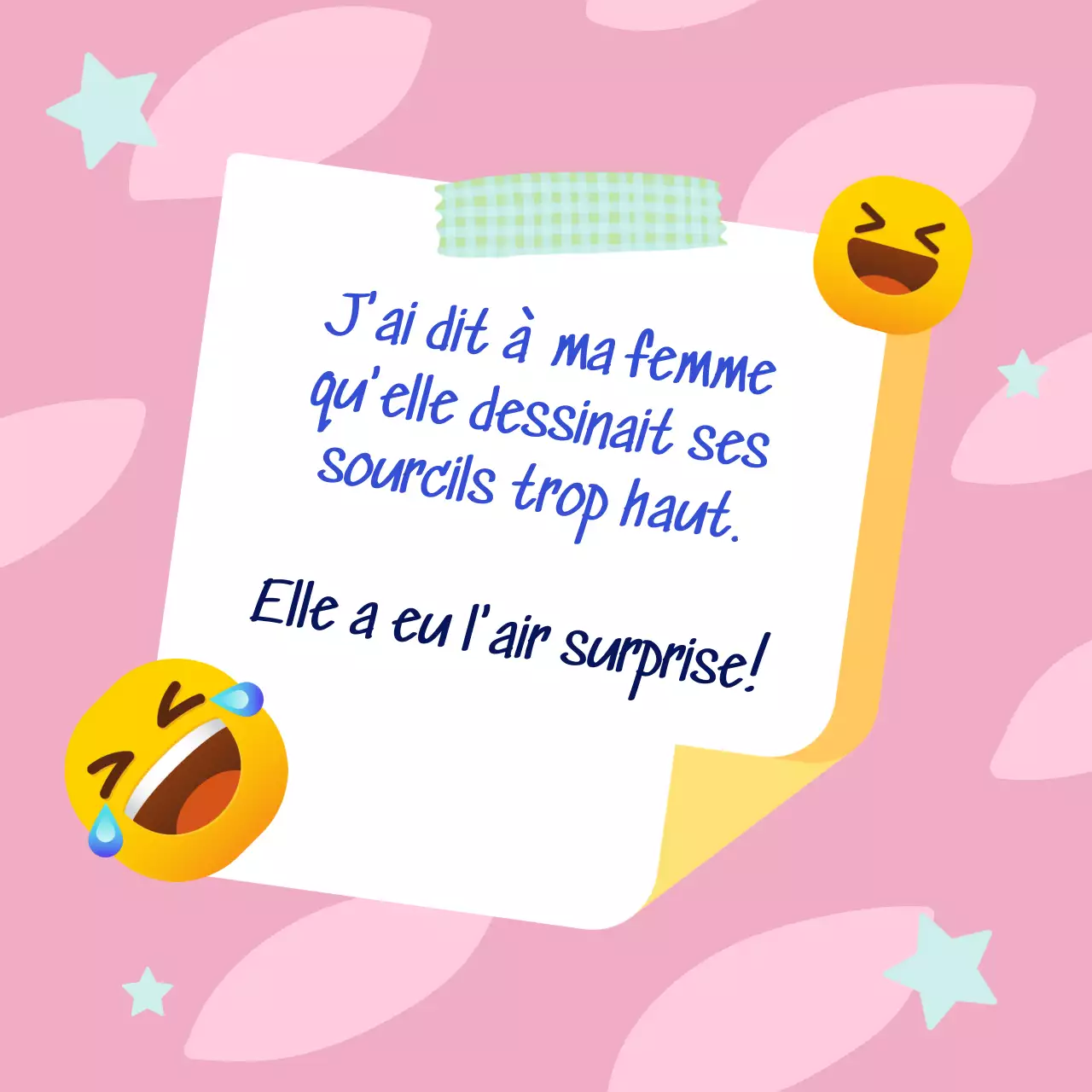 Poisson d'avril : note de blague en bleu, style gribouillis tendance