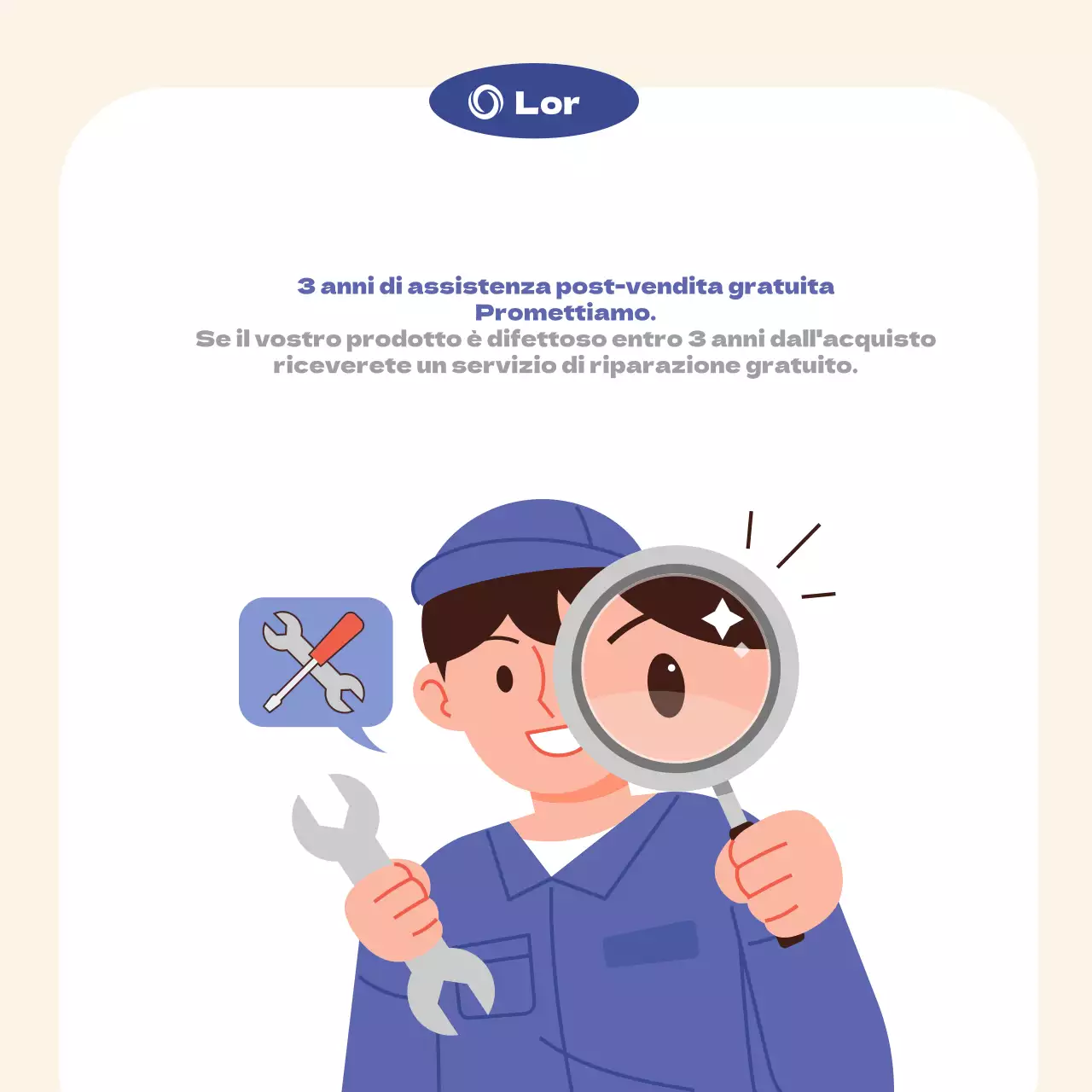 Promuovere l'assistenza post-vendita gratuita in blu navy e beige