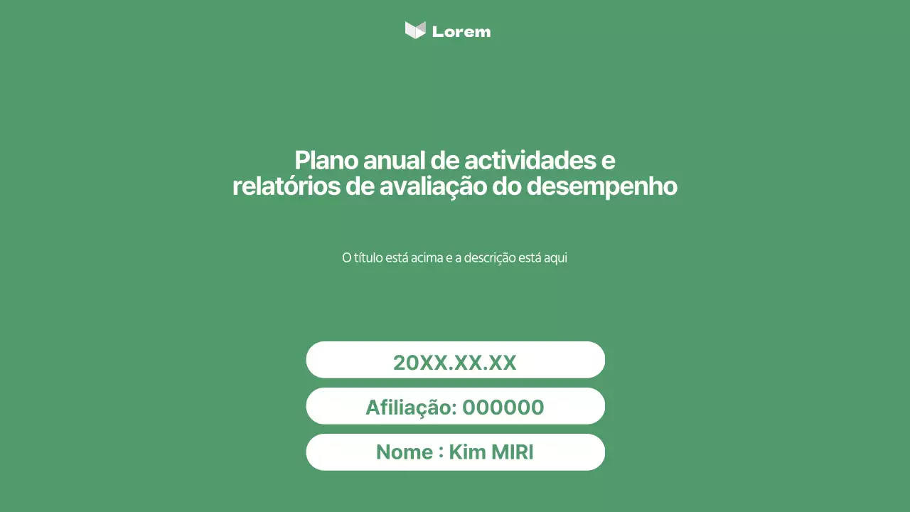 Um plano de actividades simples e um relatório de avaliação em verde