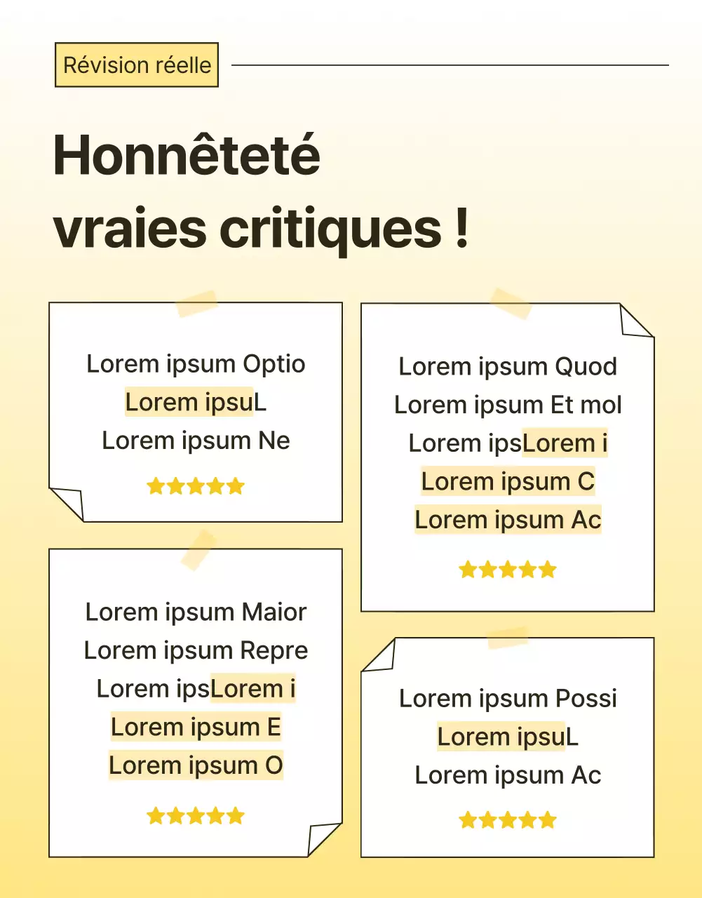 Promouvoir une simple page d'évaluation de produits cosmétiques de soin de la peau jaune et orange