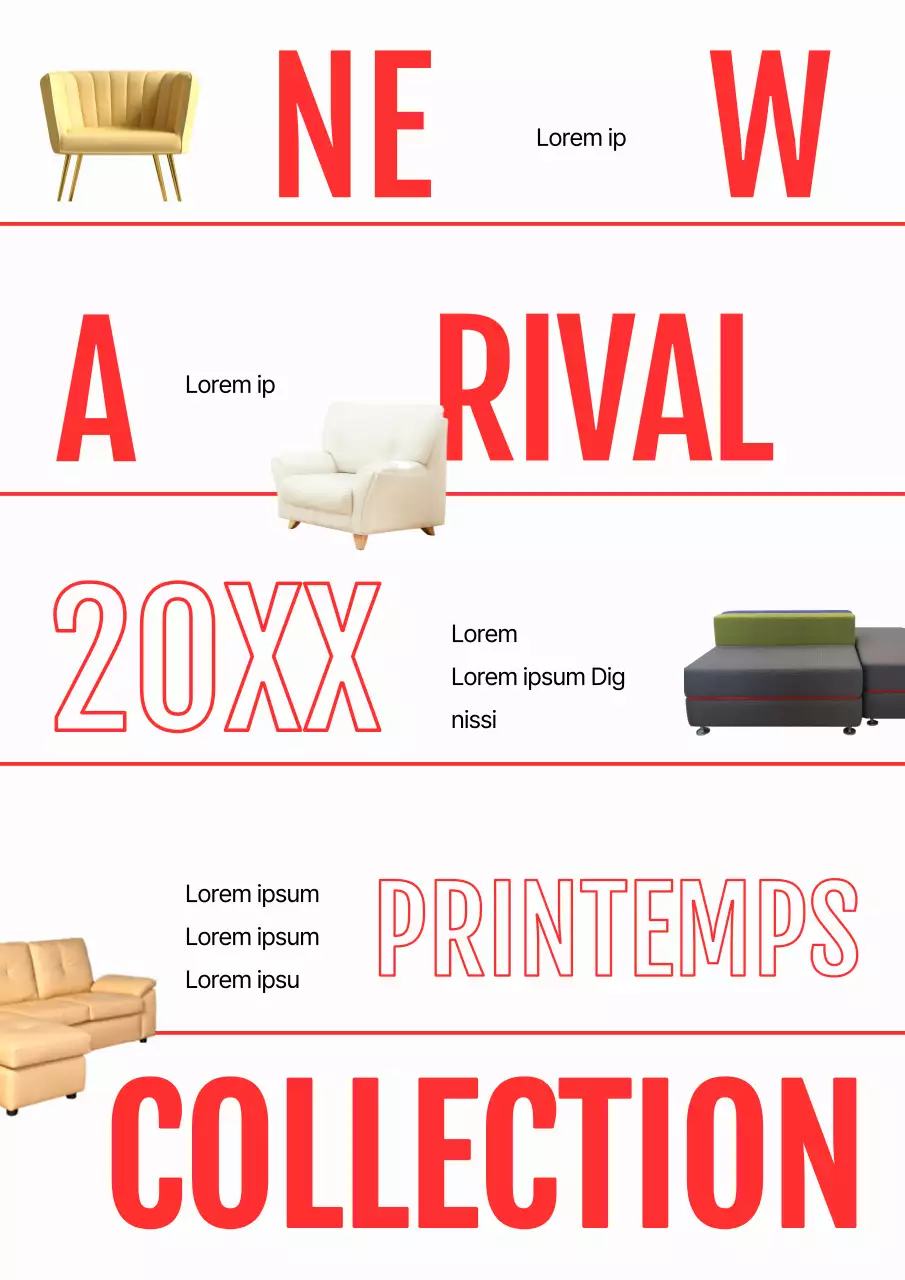 Promouvoir le lancement de nouveaux produits avec une palette de couleurs simples, rouge et blanc