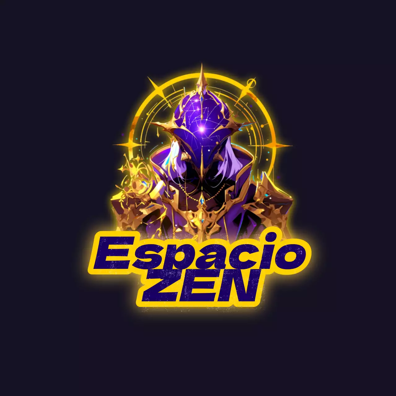 Cubierta de Logotipo de Vídeo Zen Espacial Moderno Amarillo y Morado