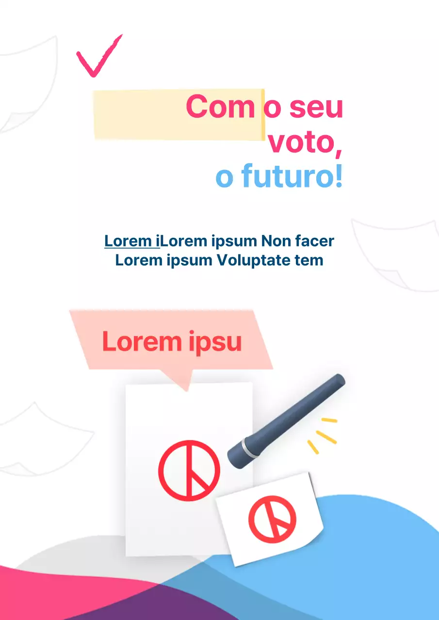 Um simples anúncio de incentivo ao voto em rosa choque e azul claro