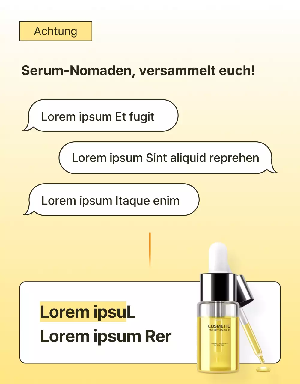 Förderung einfacher Hautpflegekosmetik in Gelb und Orange