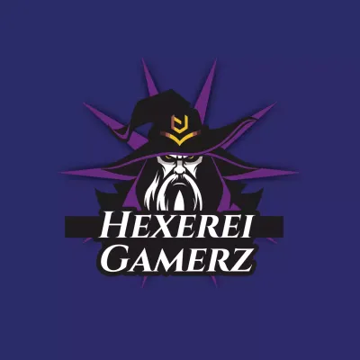 Schwarz und lila Fantasy Gamerz Logo Flyer